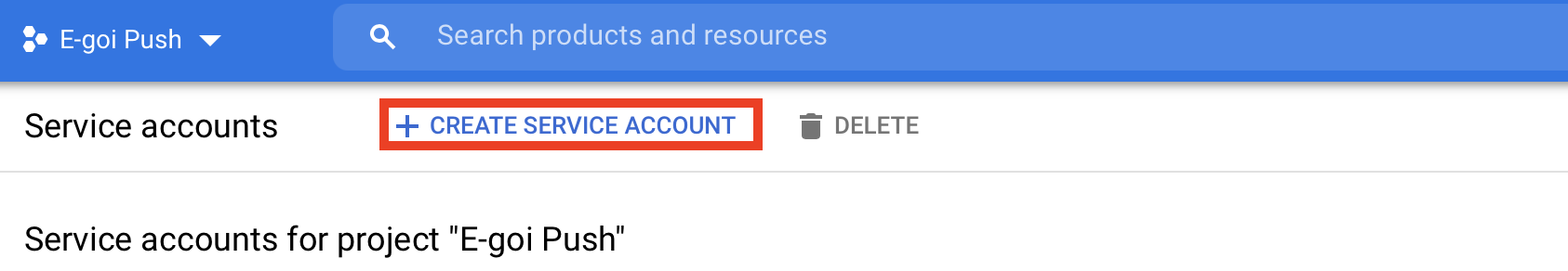 Service Account Button